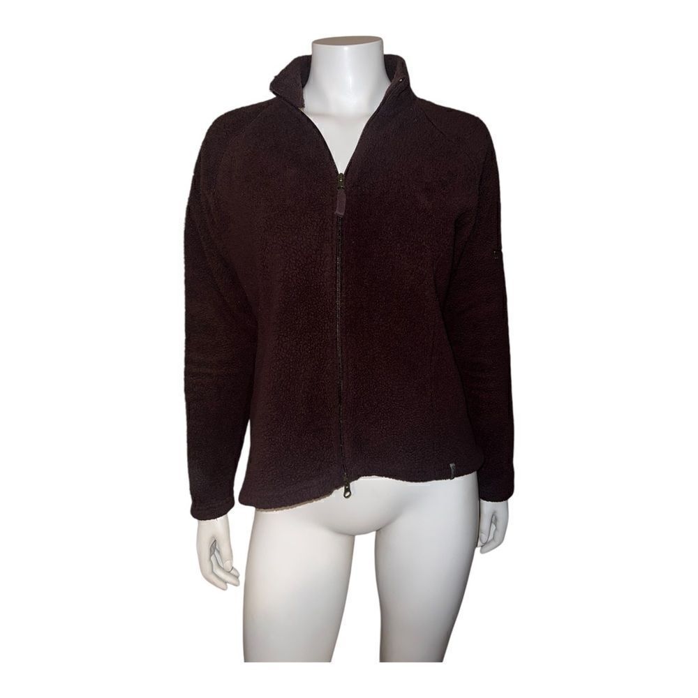 Columbia Womens Brown Full Zipped Faux Fur Teddy Fuzzy Jacket Large EUC